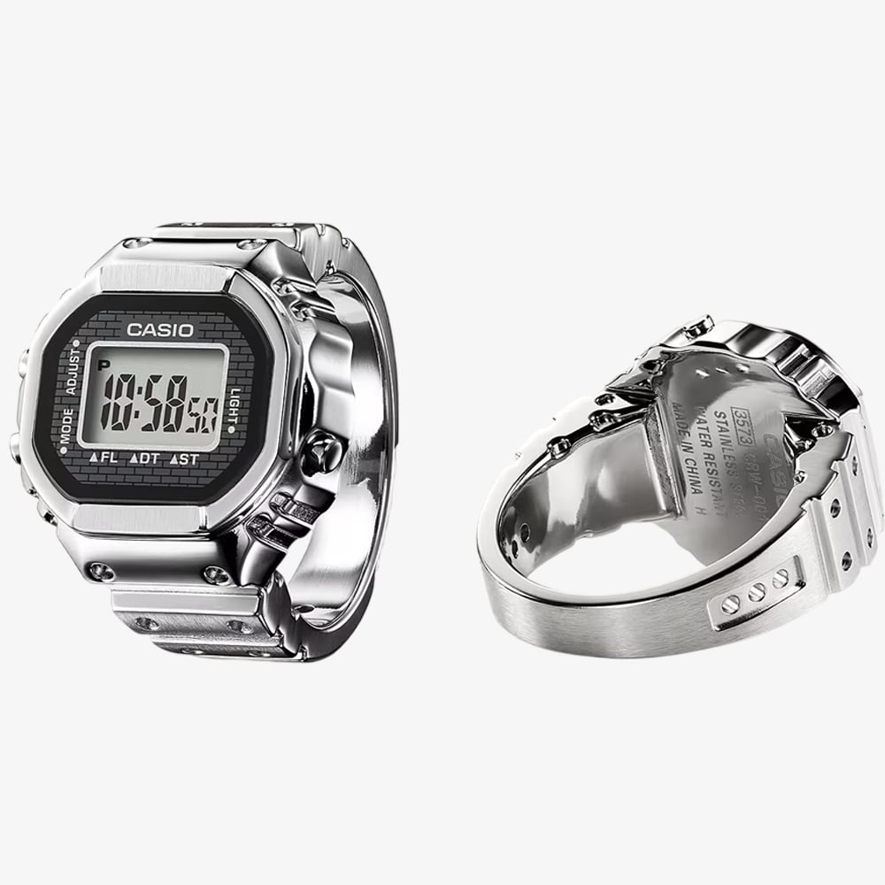 Casio 50th Anniversary Stainless Steel Silver Digital Ring Watch CRW-001-1ER