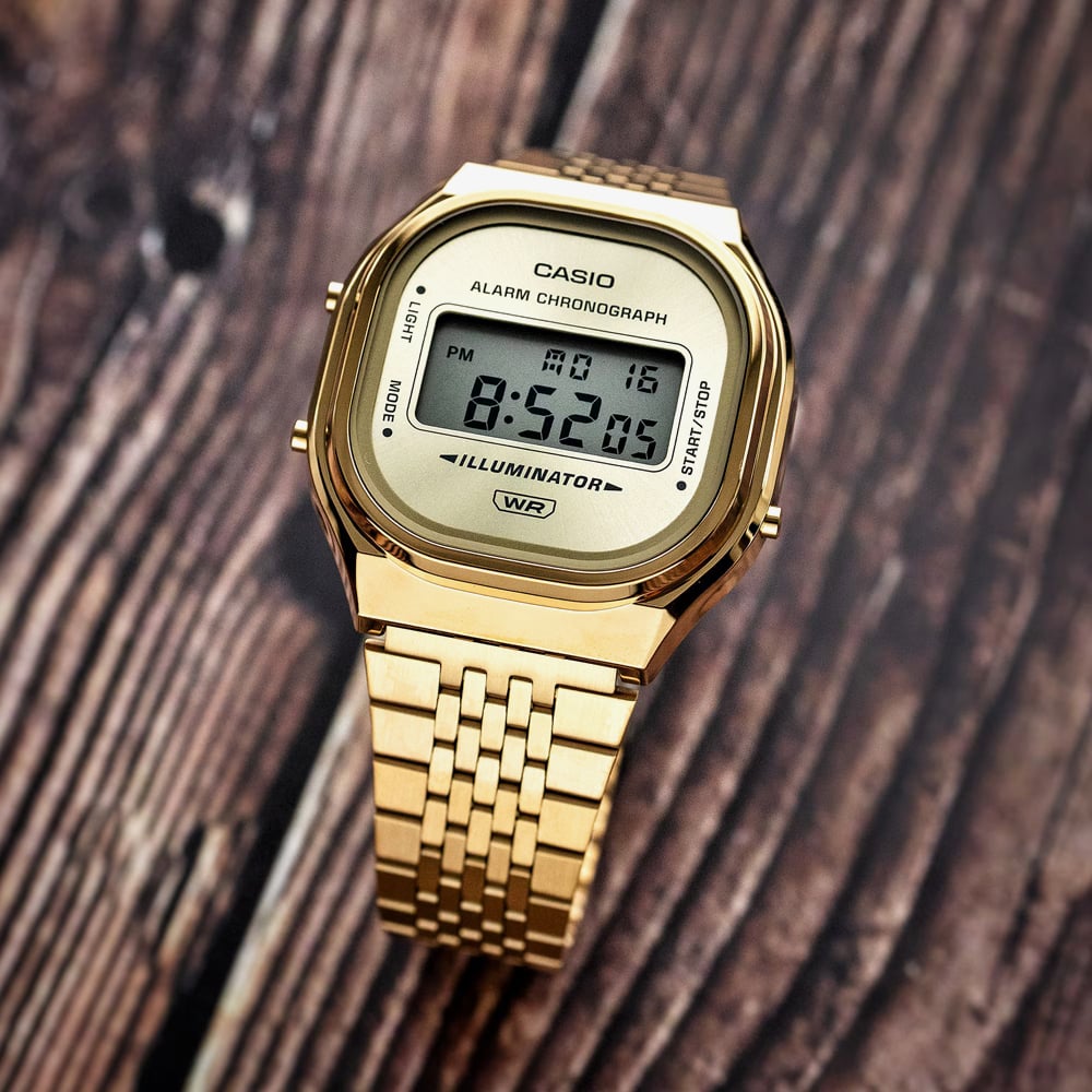 Casio Vintage Gold Plated Bracelet Watch A140WEG-9AEF
