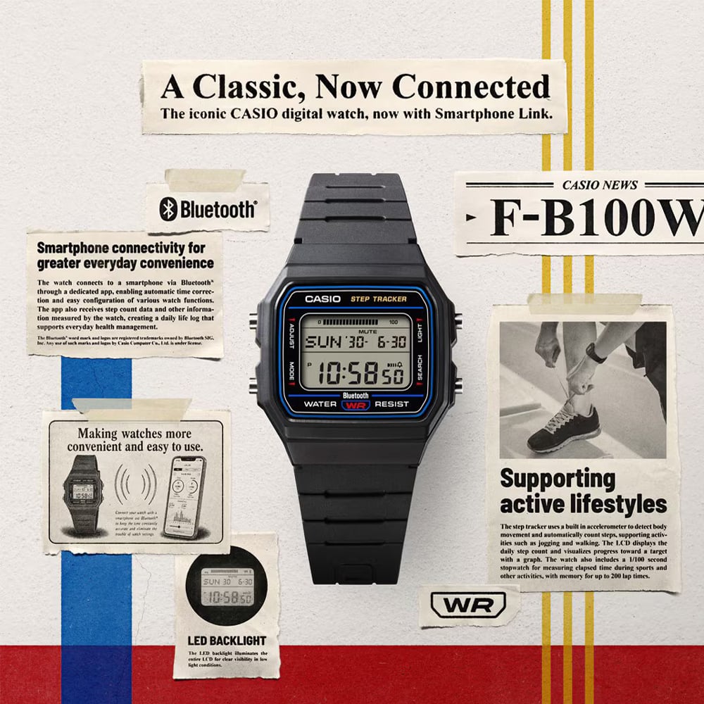 Casio Unisex Classic Digital Black Plastic Strap Watch F-B100W-1AEF