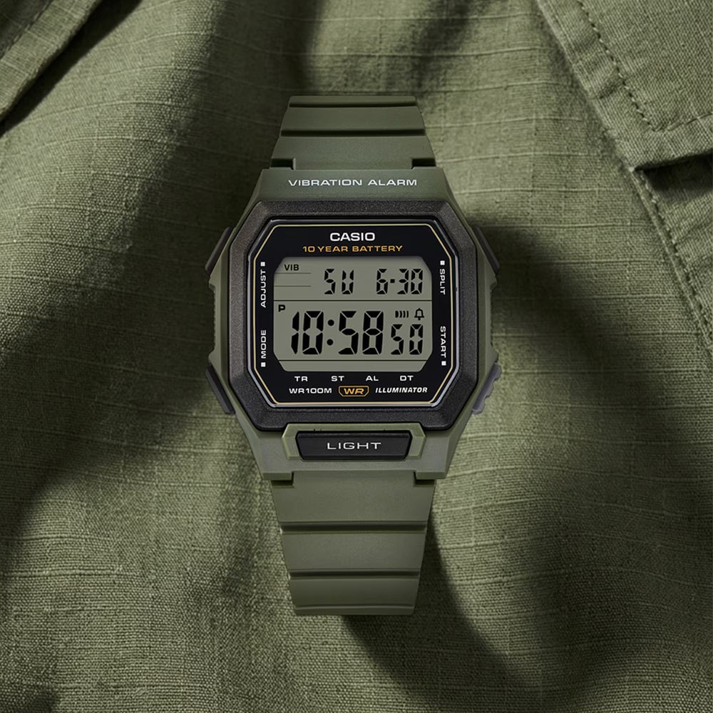 Casio Mens Khaki Rub Sw Digi Dl Watch W-738H-3AVEF