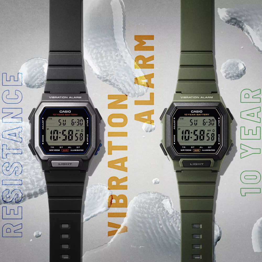 Casio Mens Khaki Rub Sw Digi Dl Watch W-738H-3AVEF