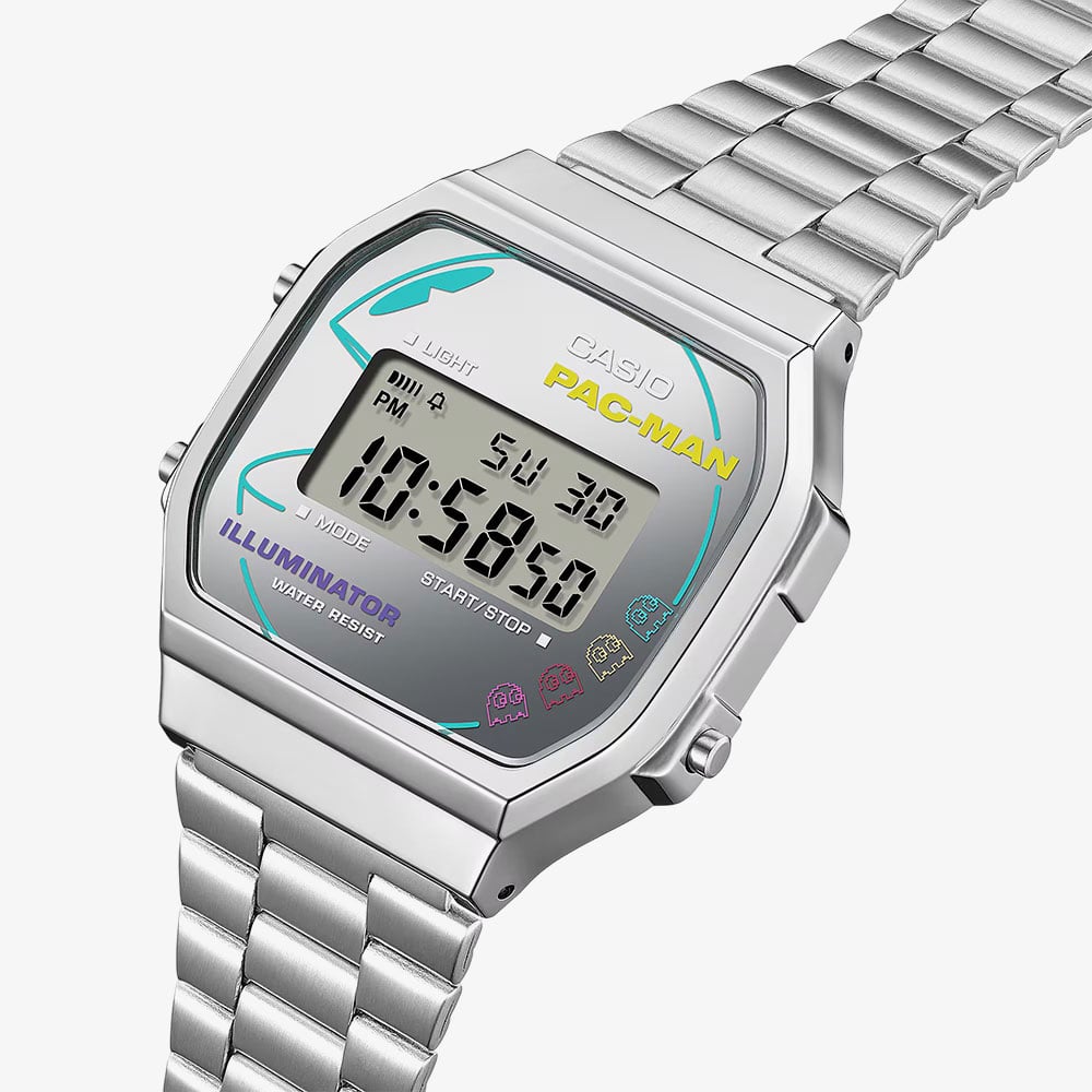 Casio Pac-man Digital Silver Bracelet Watch A168WEPC-7AER
