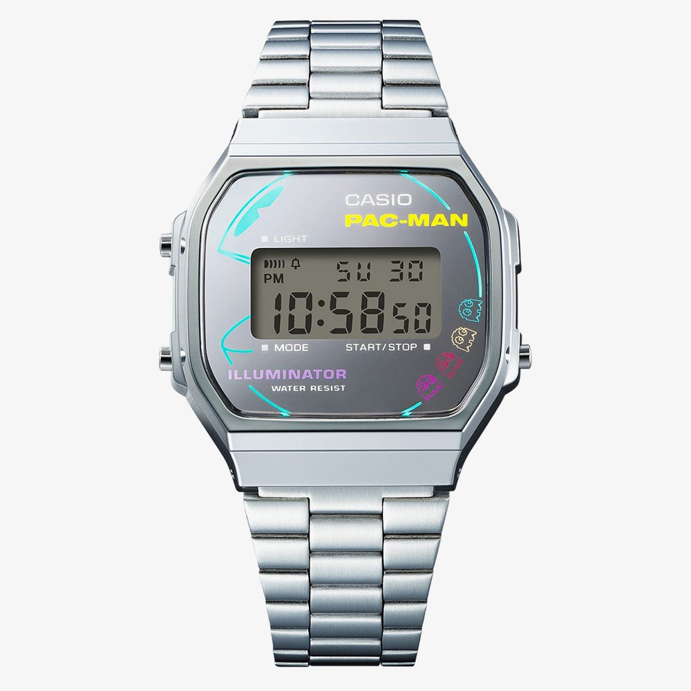 Casio Pac-man Digital Silver Bracelet Watch A168WEPC-7AER