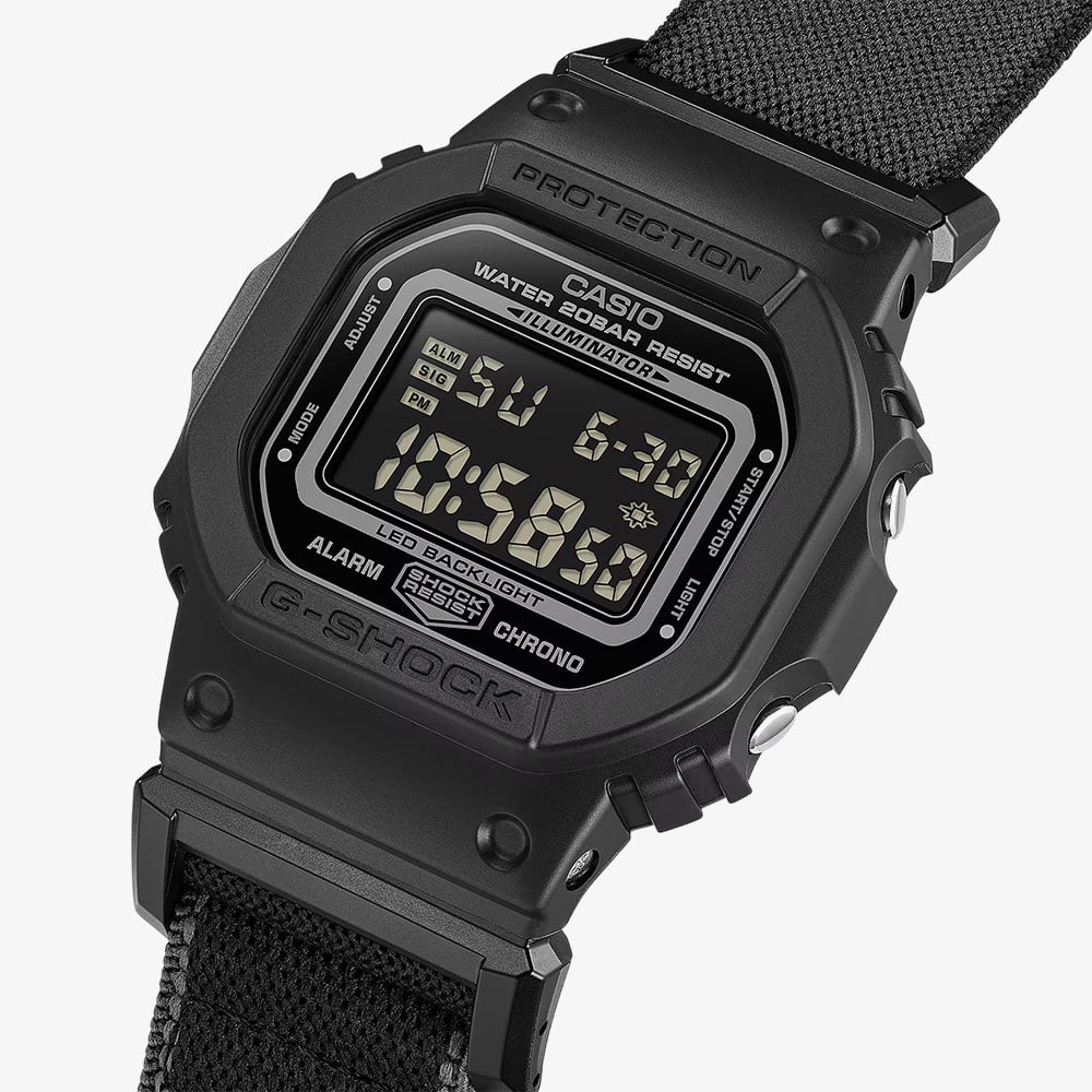 Casio Mens G-Shock Digital Black FIDLOCK Buckle Watch DW-5600MNC-1ER