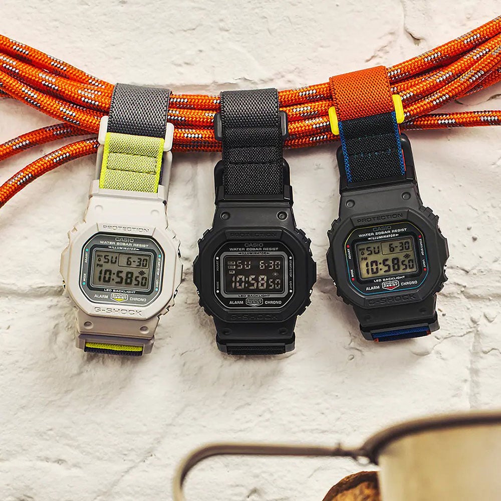 Casio Mens G-Shock Digital Black FIDLOCK Buckle Watch DW-5600MNC-1ER