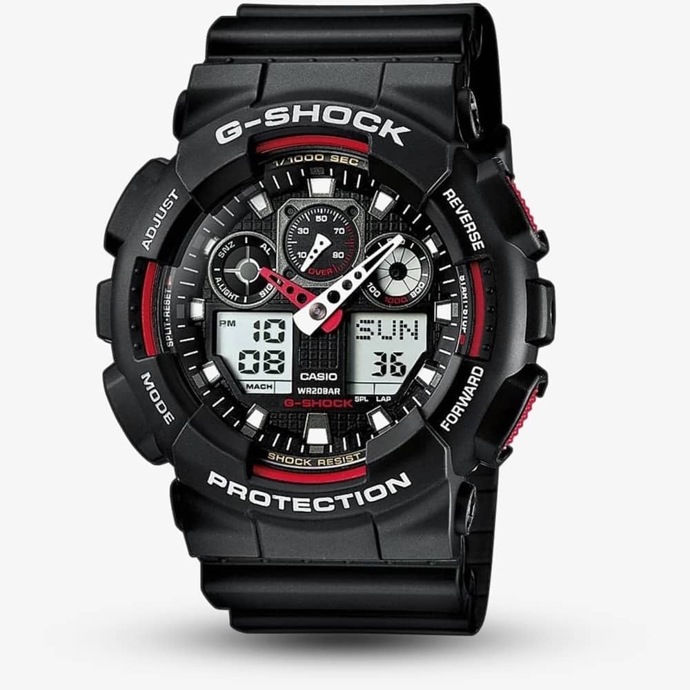 House of Watches - Casio G-Shock Classic Dual Display Black Plastic Strap Watch GA-100-1A4ER
