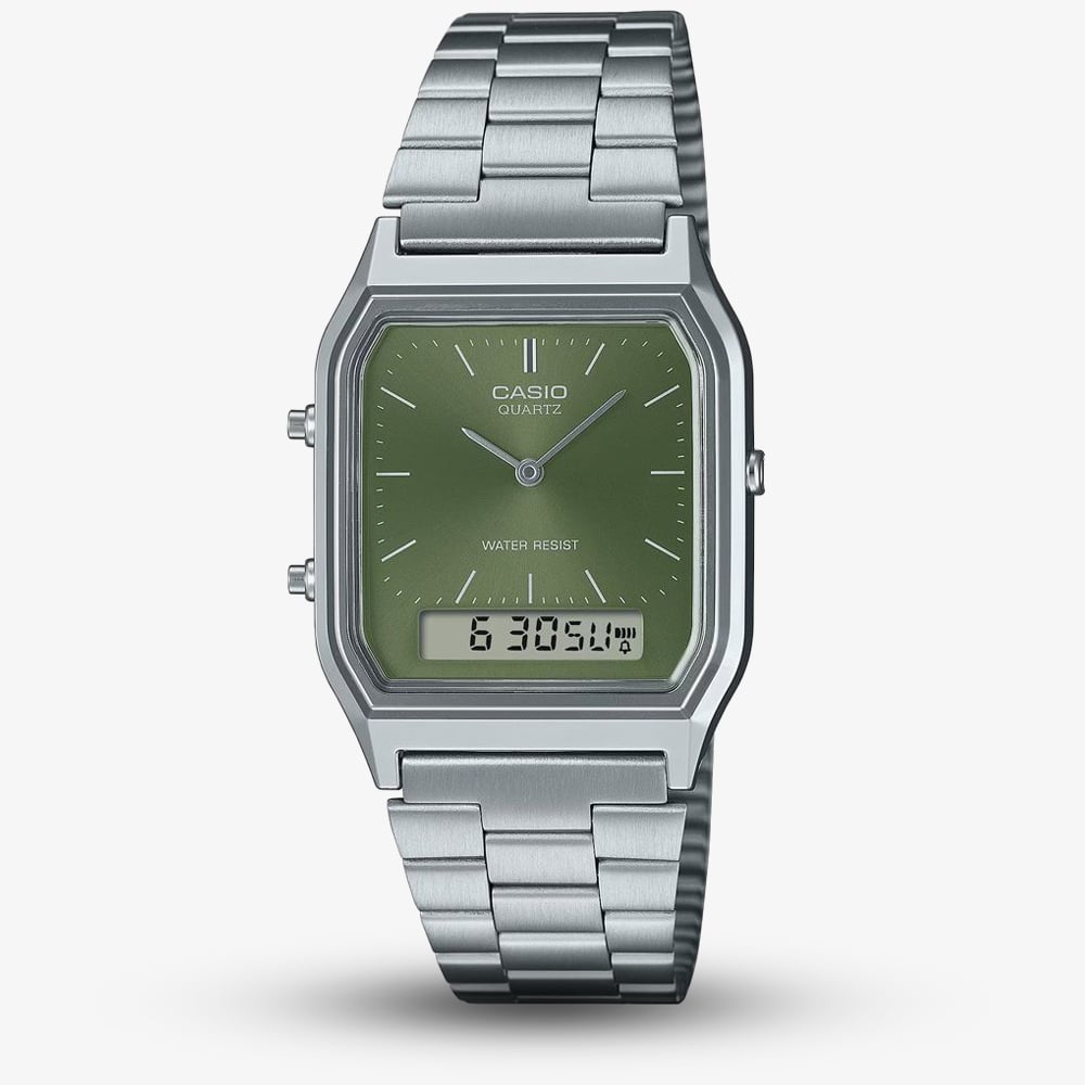 House of Watches - Casio AQ Green Dual Display Watch AQ-230A-3AMQYES
