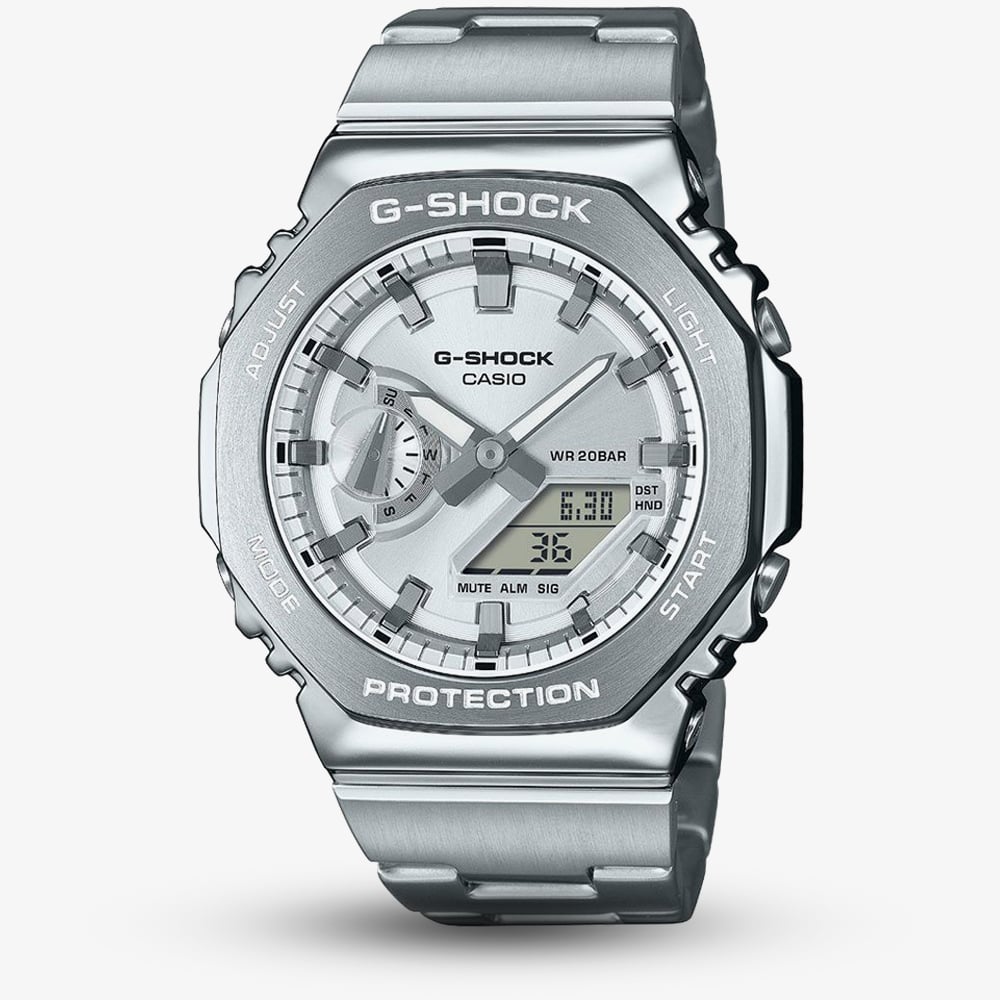 House of Watches - Casio G-Shock Metallic Silver Dual Display Watch GM-2110D-7AER