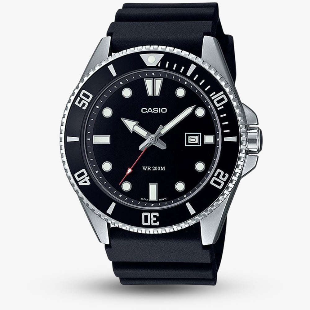 House of Watches - Casio Mens Diver Black Rubber Strap Watch MDV-107-1A1VEF