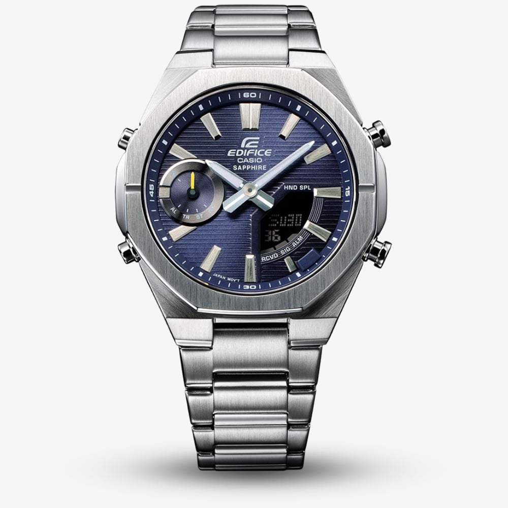 House of Watches - Casio Mens Edifice Blue Dial Dual Display Watch ECB-S10D-2AEF
