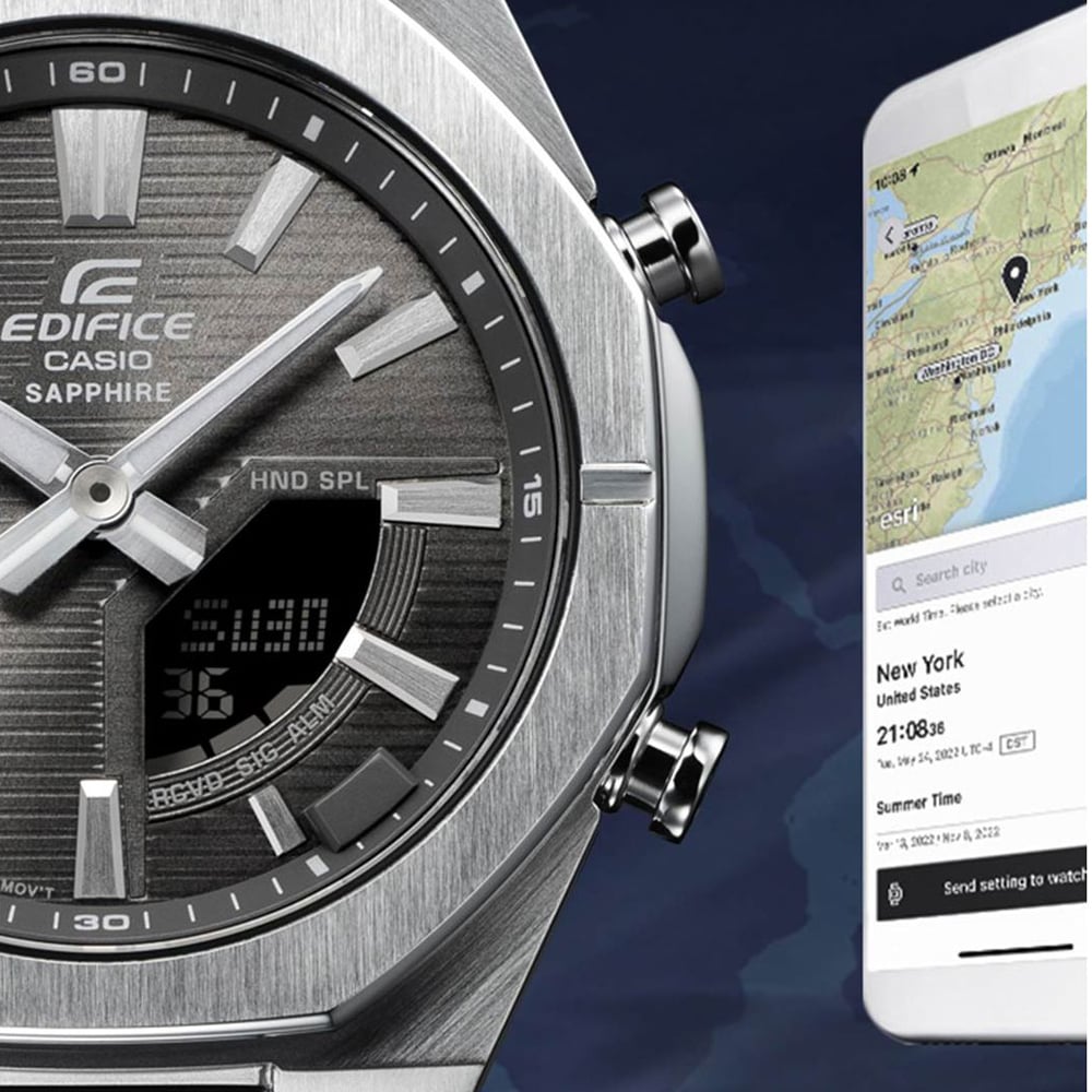Casio Mens Edifice Grey Dial Dual Display Smartwatch ECB-S10D-8AEF