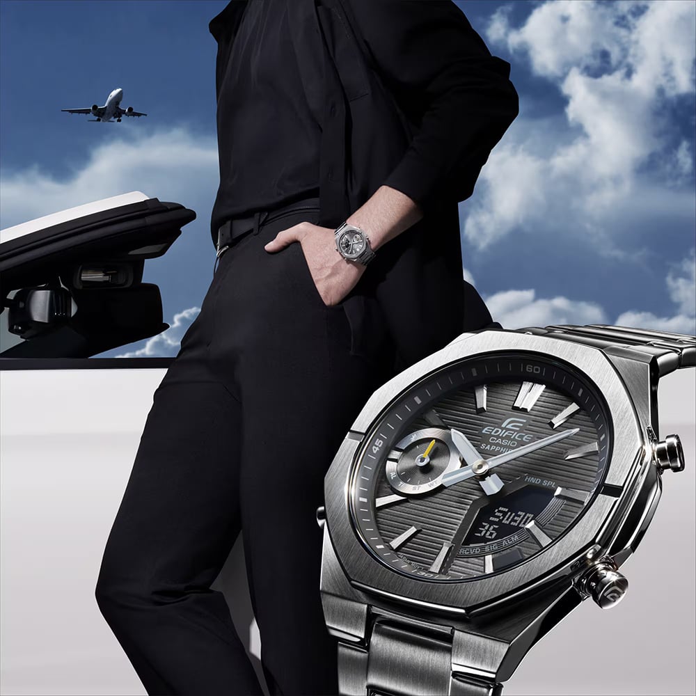 Casio Mens Edifice Grey Dial Dual Display Smartwatch ECB-S10D-8AEF