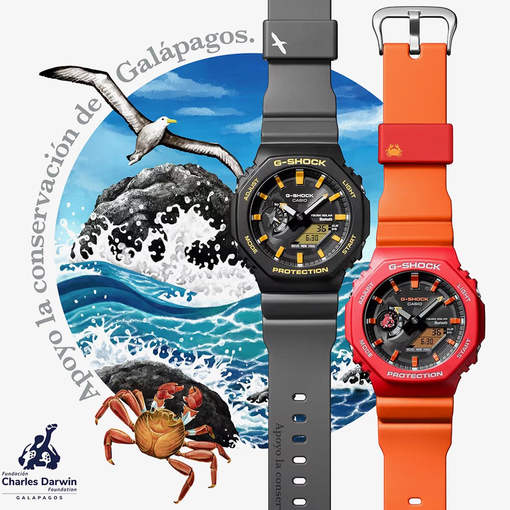 Casio Mens G-Shock Charles Darwin Foundation 2100 Series Black Solar Strap Watch GA-B2100DF-1AER
