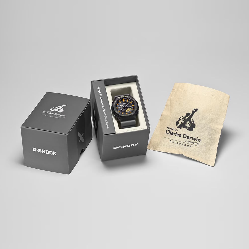 Casio Mens G-Shock Charles Darwin Foundation 2100 Series Black Solar Strap Watch GA-B2100DF-1AER