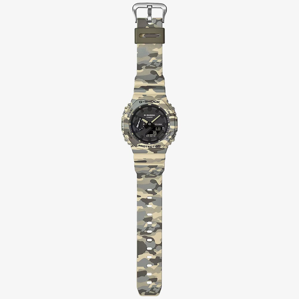 Casio Mens G-Shock 2100 Series Green Camo Strap Watch GA-2100CM-5AER