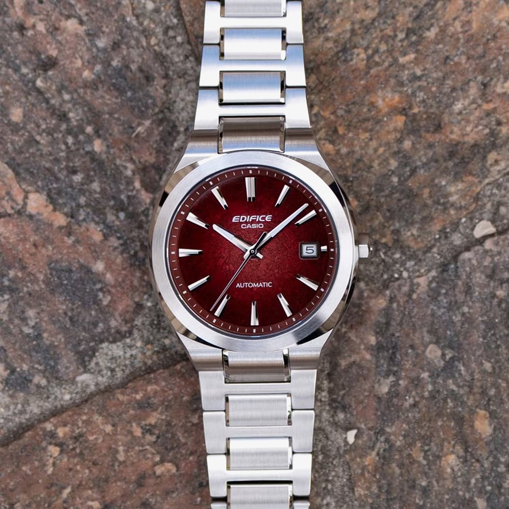 Casio Mens Edifice Automatic Red Dial Bracelet Watch EFK-200D-4AER