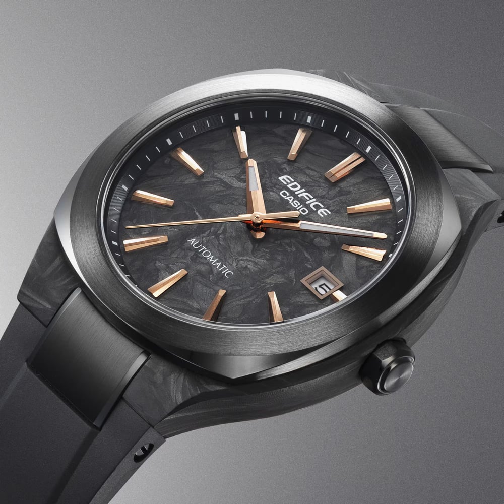 Casio Mens Edifice Automatic Forged Carbon Black Resin Strap Watch EFK-200XPB-1AER