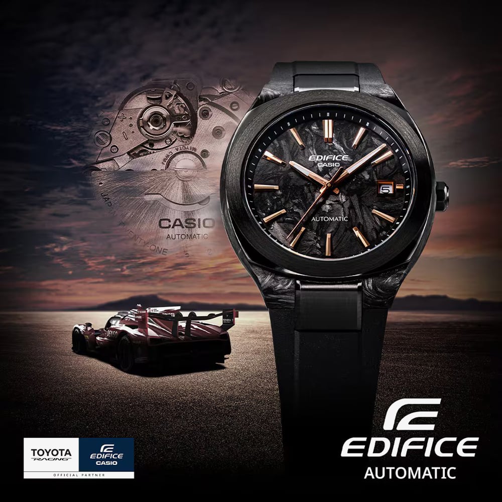 Casio Mens Edifice Automatic Forged Carbon Black Resin Strap Watch EFK-200XPB-1AER