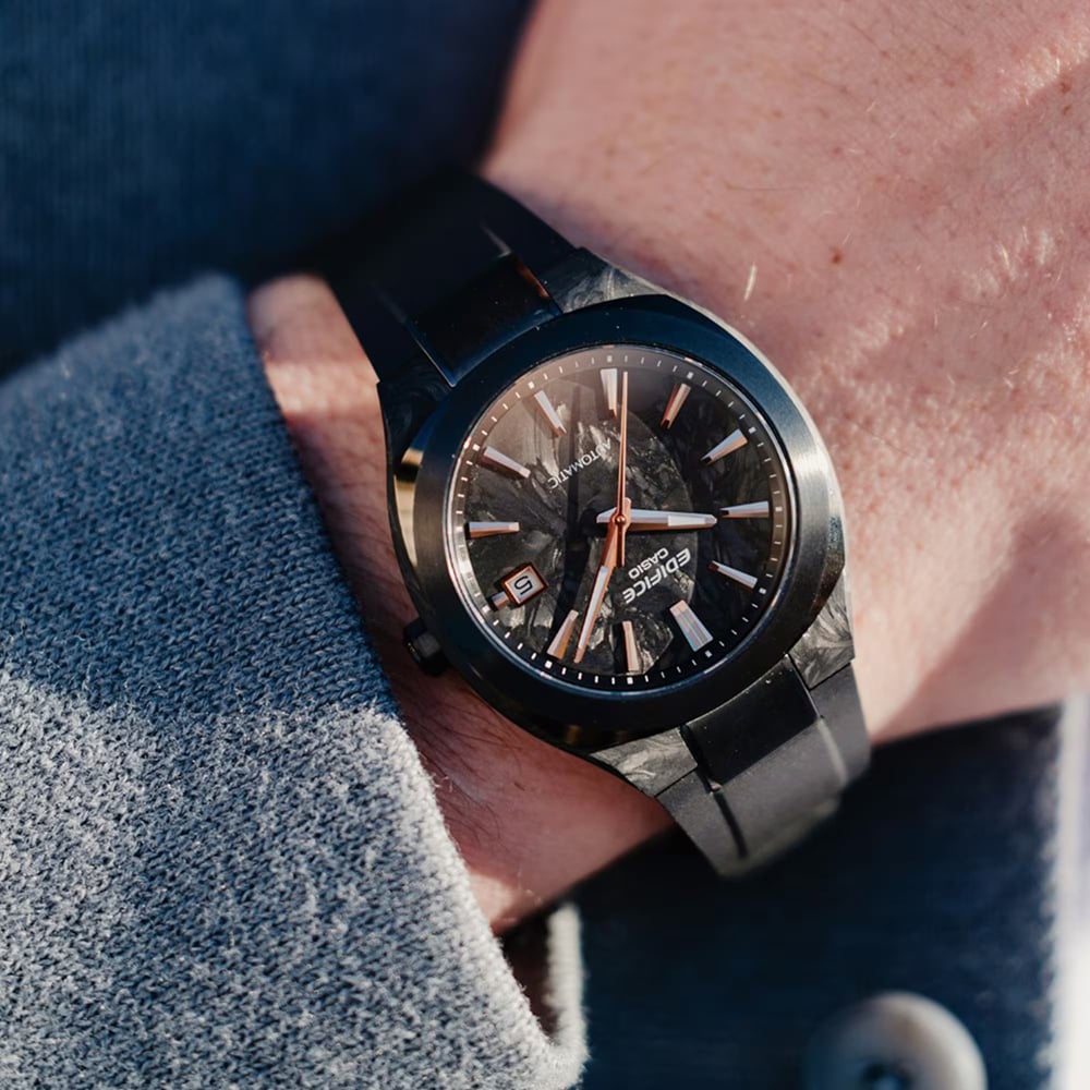 Casio Mens Edifice Automatic Forged Carbon Black Resin Strap Watch EFK-200XPB-1AER