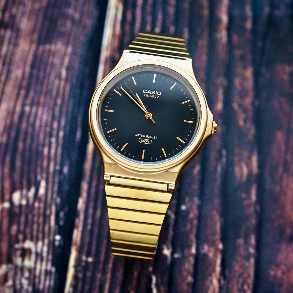 Casio Mens Gold Plated Black Dial Bracelet Watch MQ-24GA-1AEF