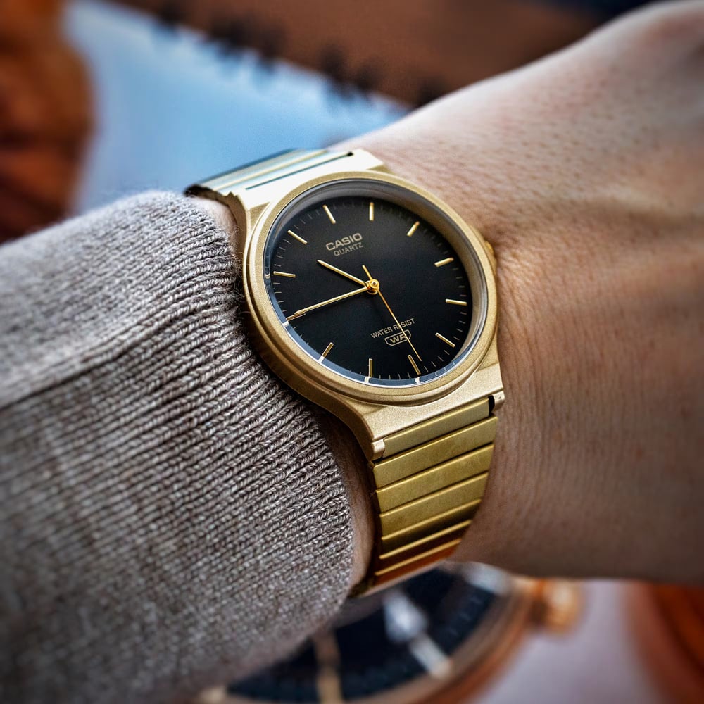 Casio Mens Gold Plated Black Dial Bracelet Watch MQ-24GA-1AEF