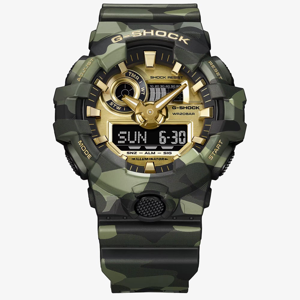 Casio Mens G-Shock Bold Camo Series Dual Display Strap Watch GA-700CMG-3AER