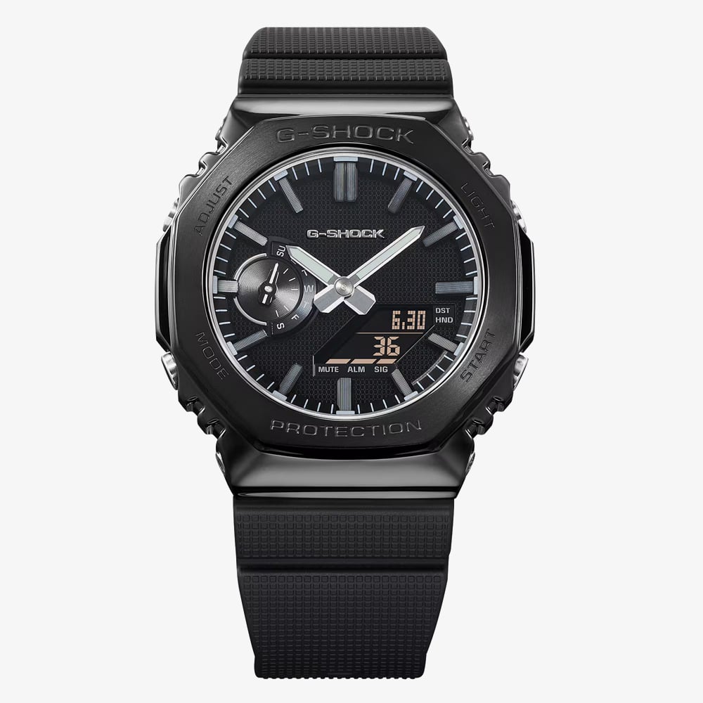 Casio Mens G-Steel Black Dual Display Strap Watch GM-2100LXB-1AER