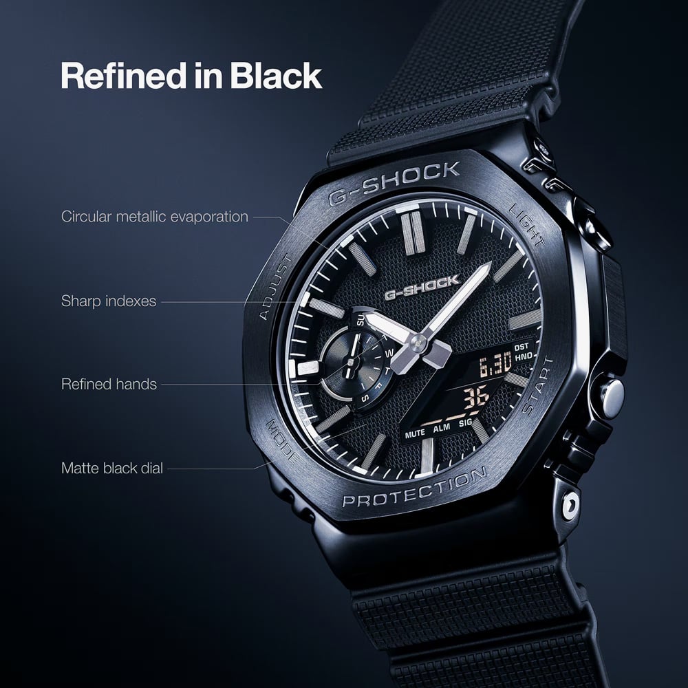 Casio Mens G-Steel Black Dual Display Strap Watch GM-2100LXB-1AER