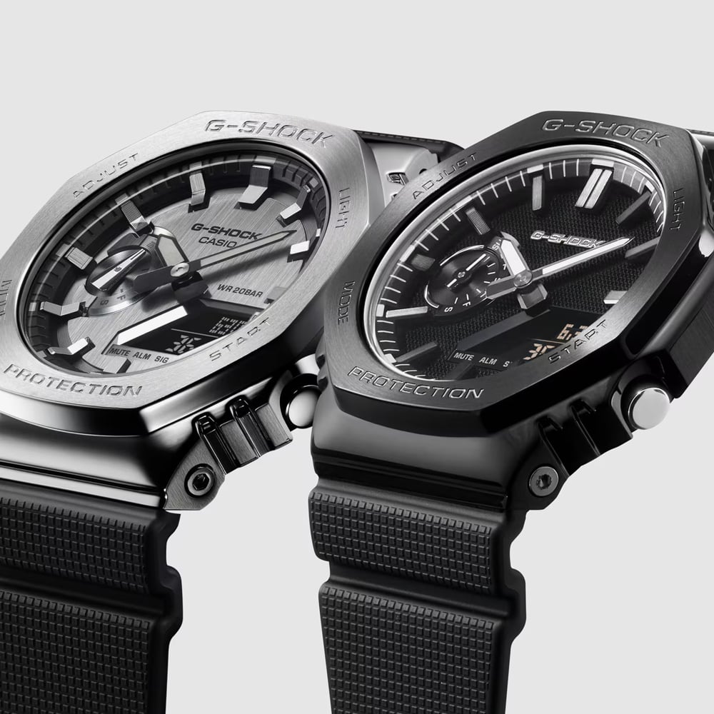 Casio Mens G-Steel Black Dual Display Strap Watch GM-2100LXB-1AER