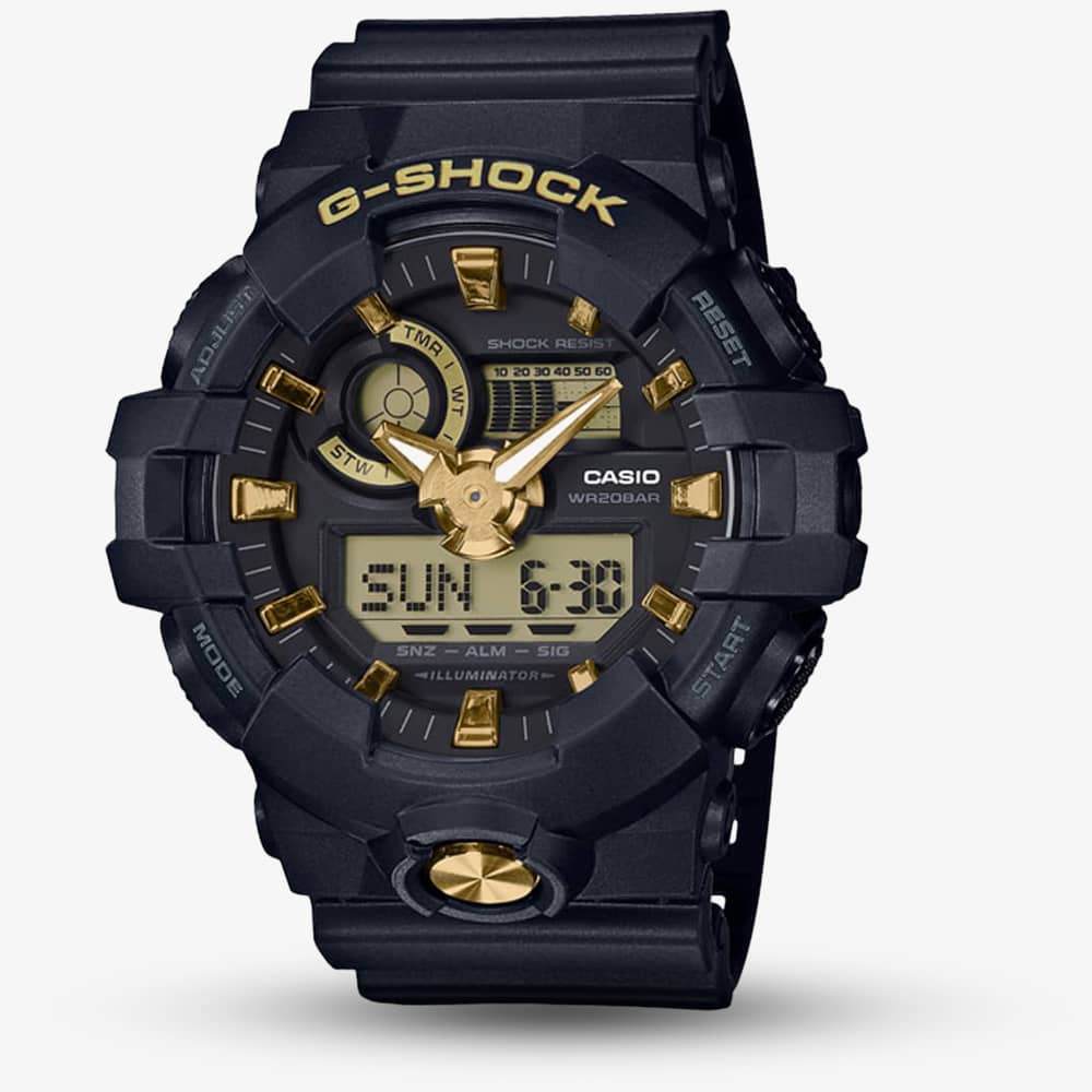 House of Watches - Casio G-Shock Classic Dual Display Black Plastic Strap Watch GA-710B-1A9ER