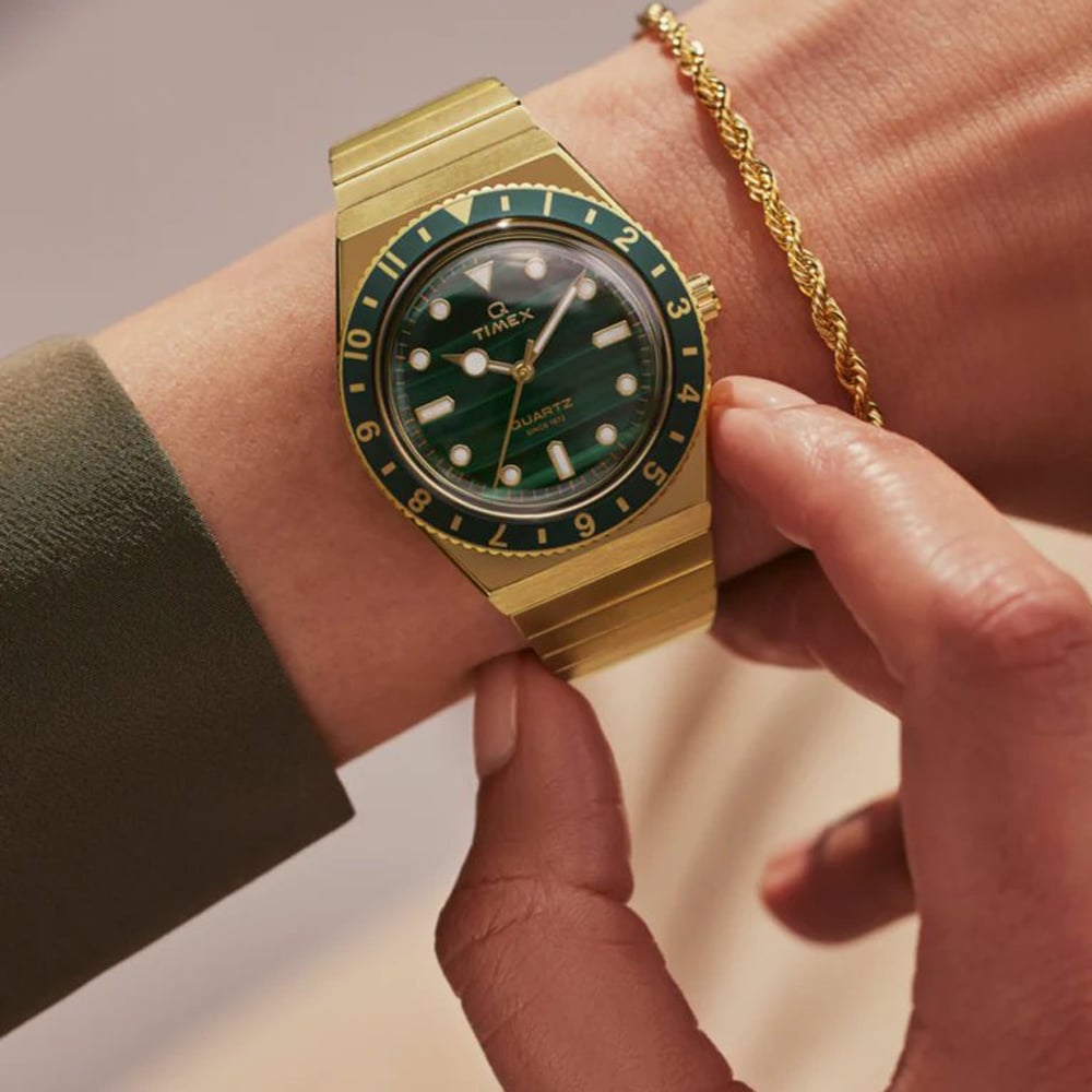 Timex Ladies Q Malachite Dial Expandable Watch TW2V92200