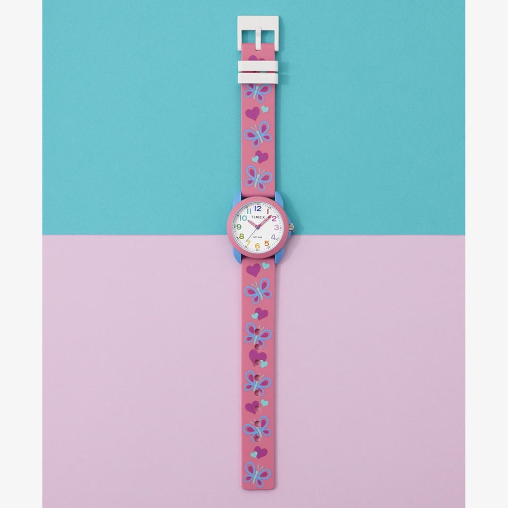 Timex Girls Time Teacher 30mm Pink Silicone Strap Watch TW2Y59700
