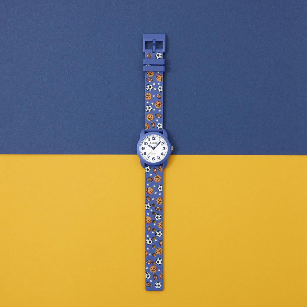 Timex Boys Time Teacher Ball Sports Blue Rubber Strap Watch TW2Y59900