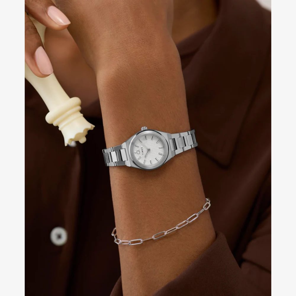 Timex Ladies Q Continental Mini 24mm Silver Bracelet Watch TW2Y68500