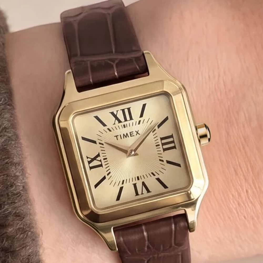 Timex Ladies Addison Gold Dial Leather Strap Watch TW2Y90700