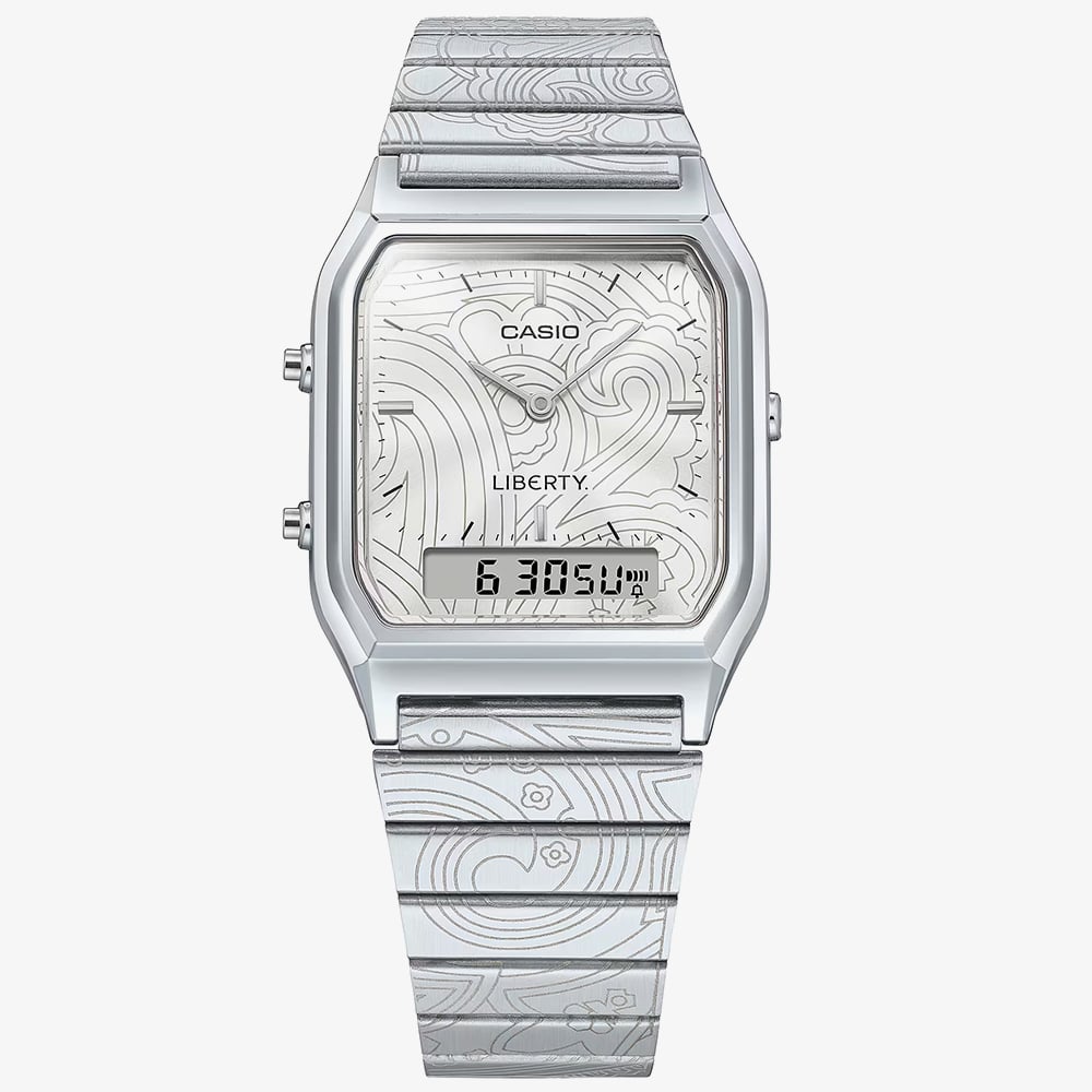 Casio Limited Edition Liberty Collaboration Silver Paisley Bracelet Watch AQ-230ELT-7AER