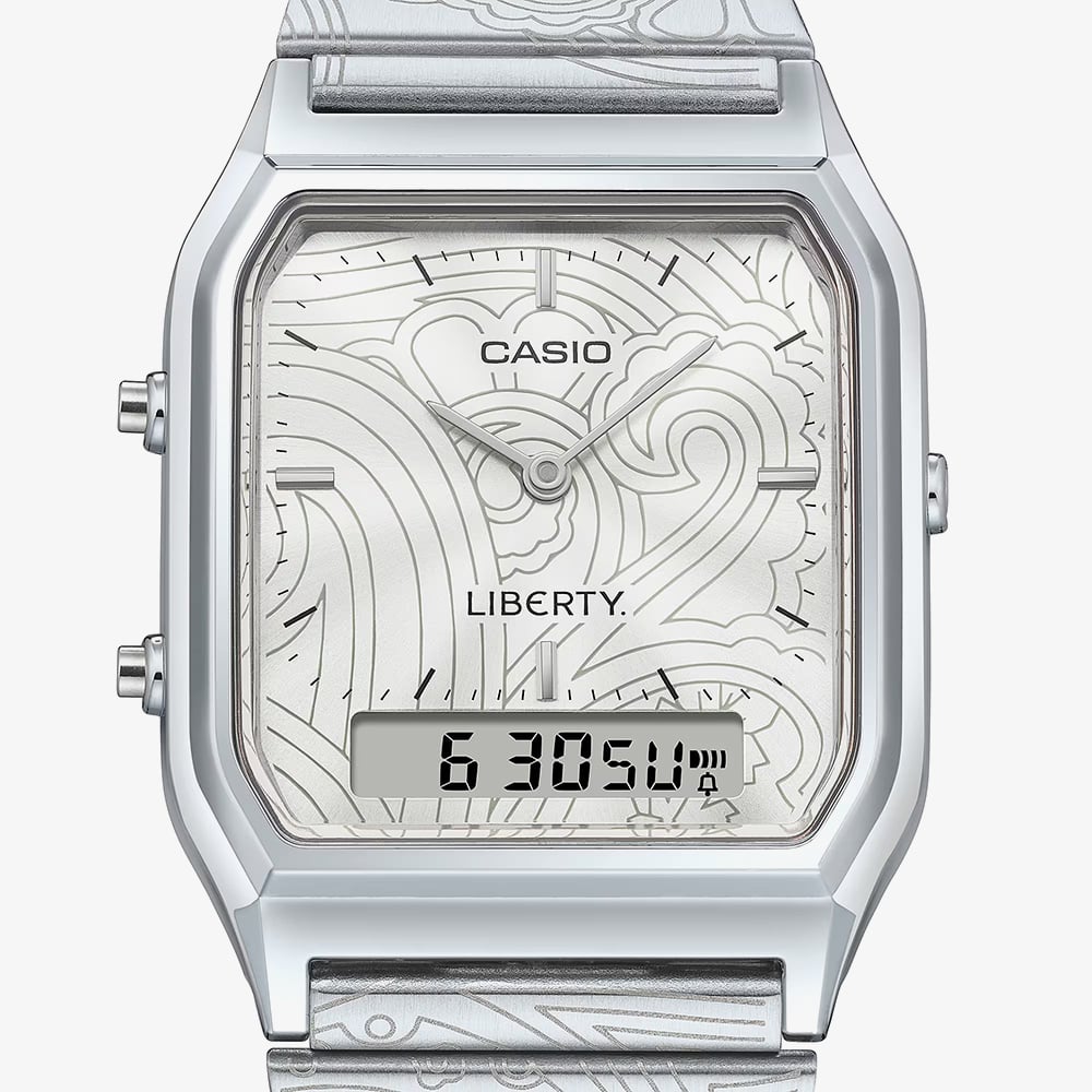 Casio Limited Edition Liberty Collaboration Silver Paisley Bracelet Watch AQ-230ELT-7AER
