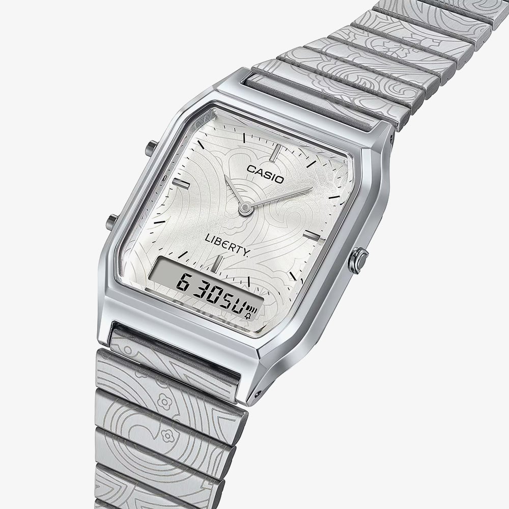 Casio Limited Edition Liberty Collaboration Silver Paisley Bracelet Watch AQ-230ELT-7AER