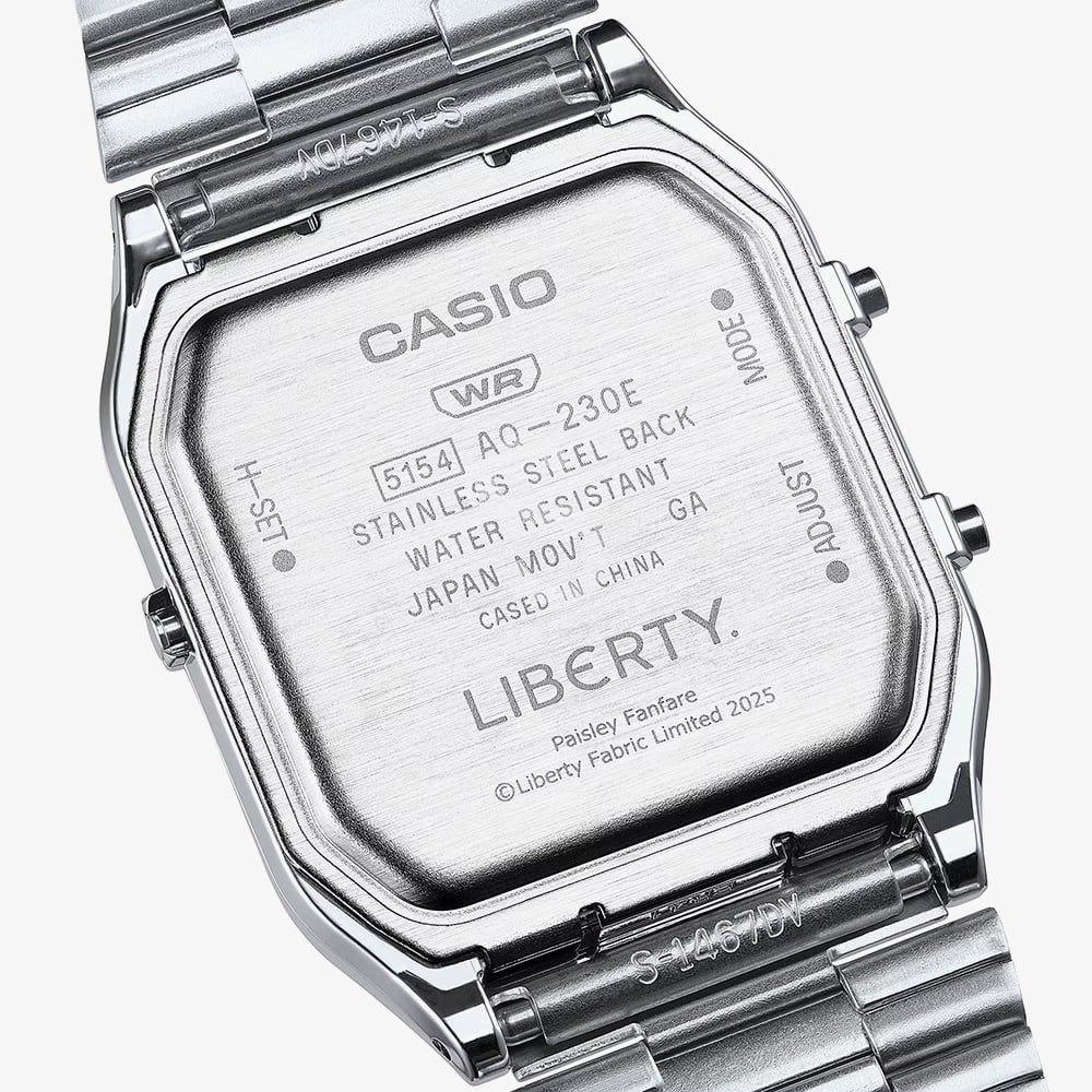 Casio Limited Edition Liberty Collaboration Silver Paisley Bracelet Watch AQ-230ELT-7AER