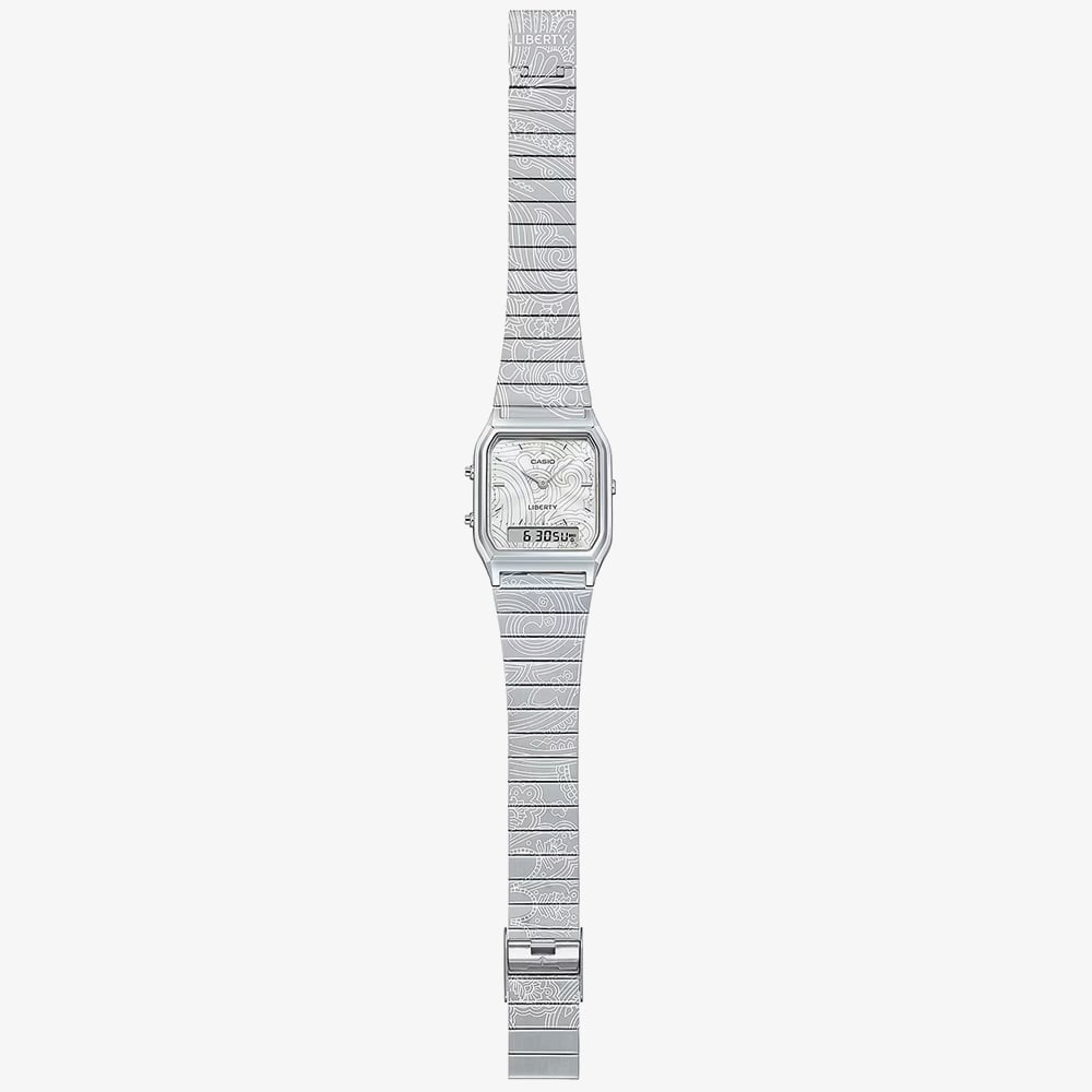 Casio Limited Edition Liberty Collaboration Silver Paisley Bracelet Watch AQ-230ELT-7AER