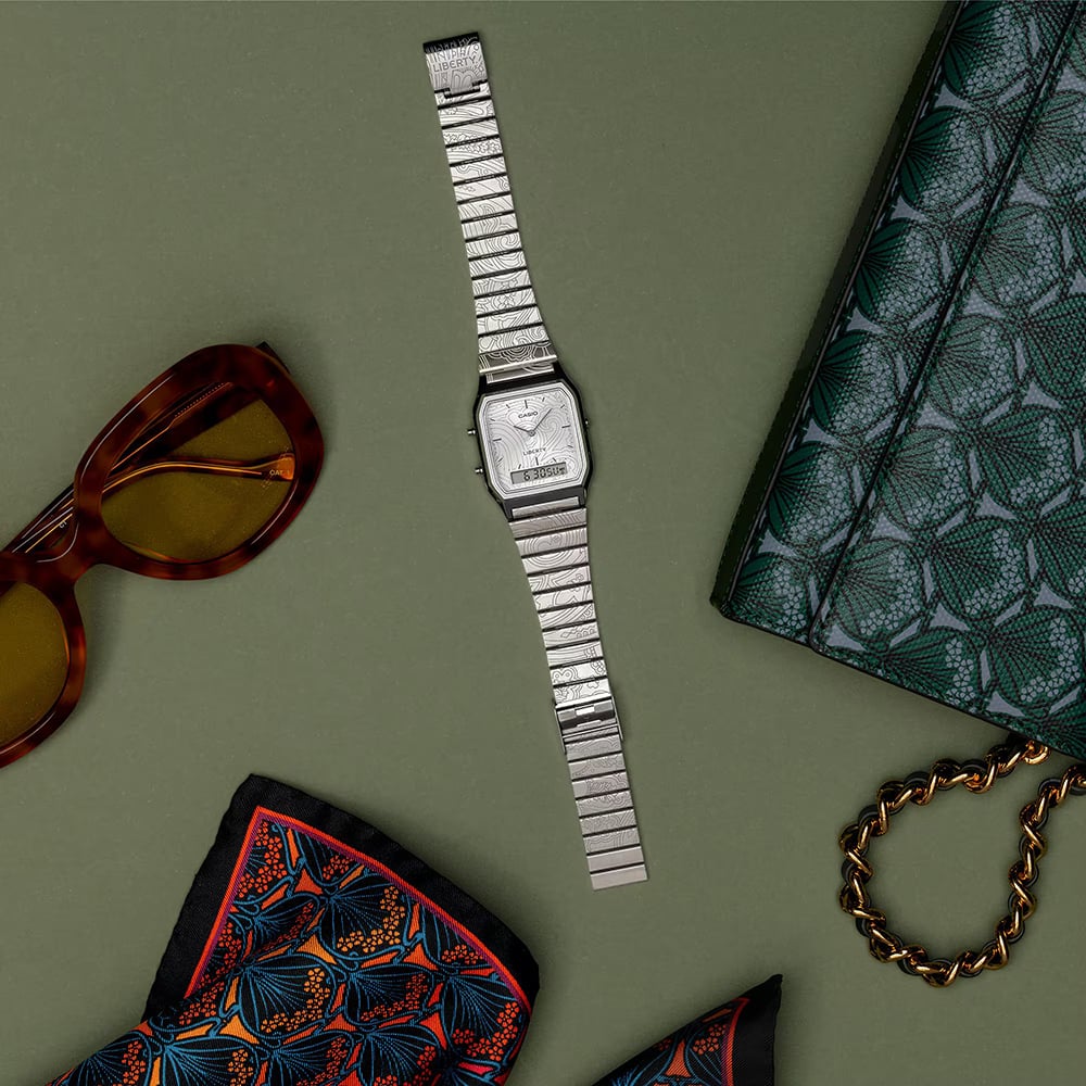 Casio Limited Edition Liberty Collaboration Silver Paisley Bracelet Watch AQ-230ELT-7AER