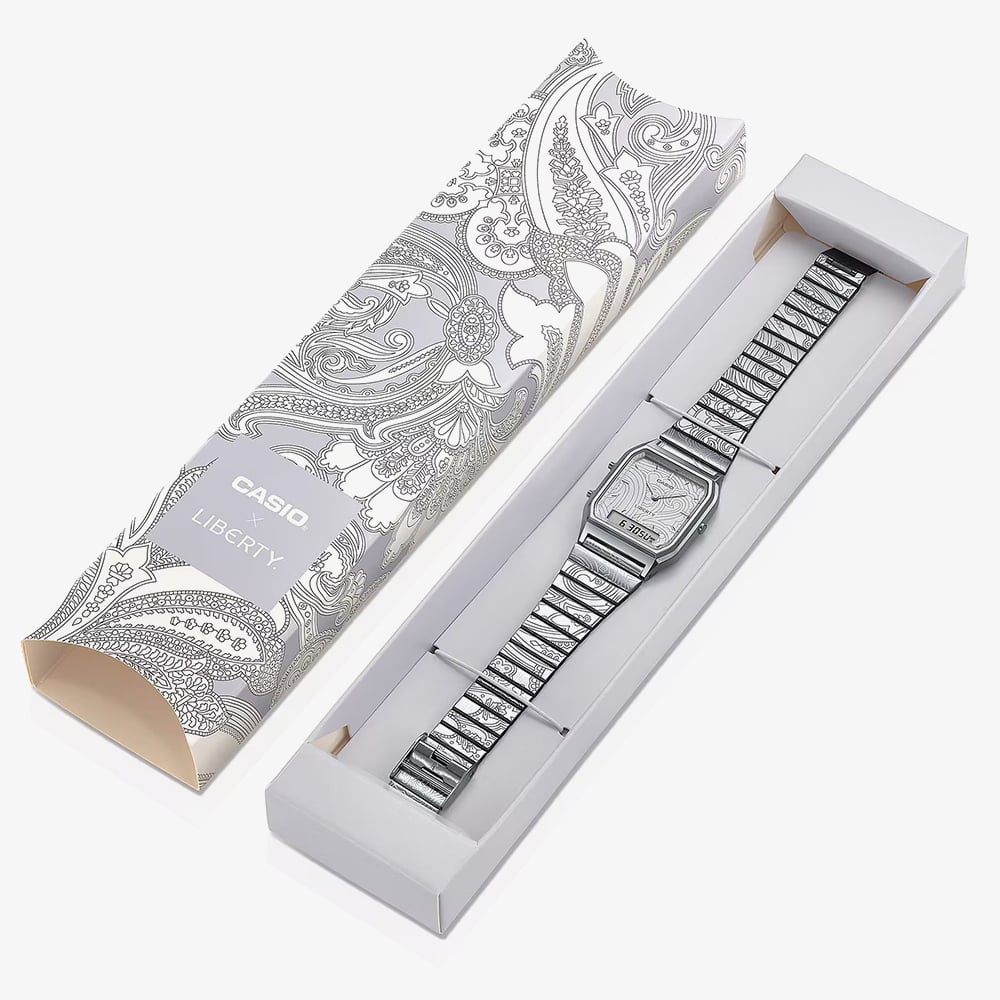 Casio Limited Edition Liberty Collaboration Silver Paisley Bracelet Watch AQ-230ELT-7AER