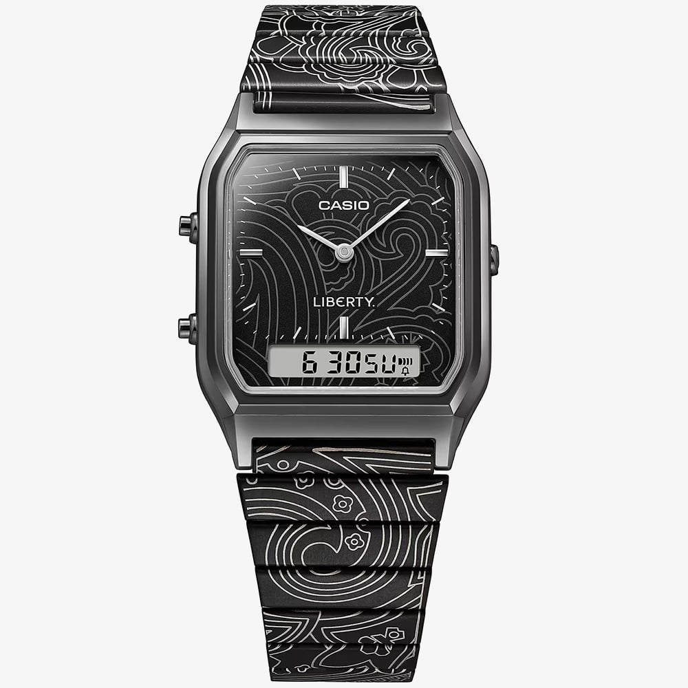 Casio Limited Edition Liberty Collaboration Black Paisley Bracelet Watch AQ-230EBLT-1AER