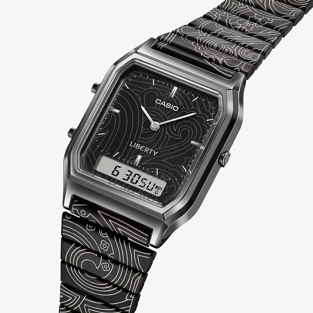 Casio Limited Edition Liberty Collaboration Black Paisley Bracelet Watch AQ-230EBLT-1AER