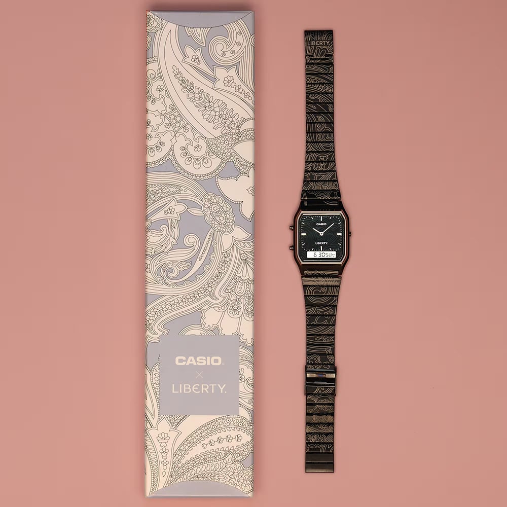 Casio Limited Edition Liberty Collaboration Black Paisley Bracelet Watch AQ-230EBLT-1AER