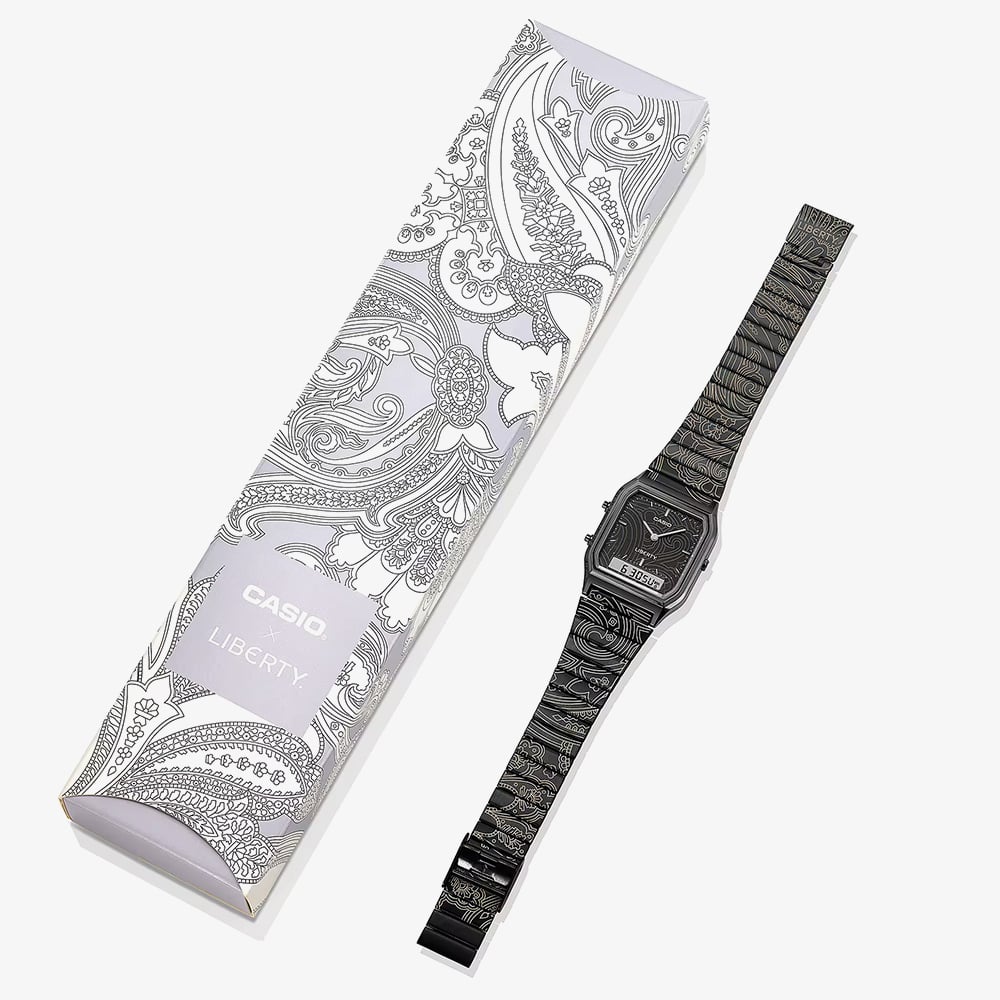Casio Limited Edition Liberty Collaboration Black Paisley Bracelet Watch AQ-230EBLT-1AER