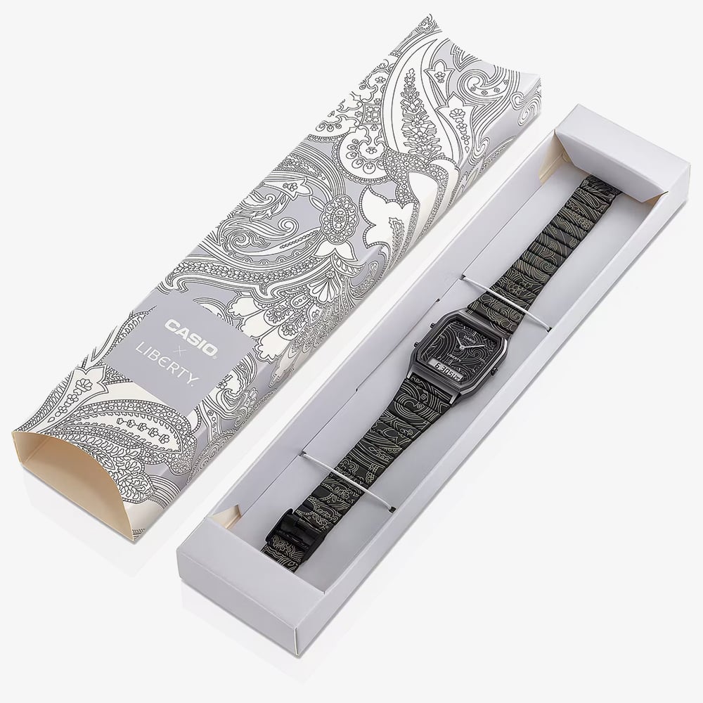 Casio Limited Edition Liberty Collaboration Black Paisley Bracelet Watch AQ-230EBLT-1AER