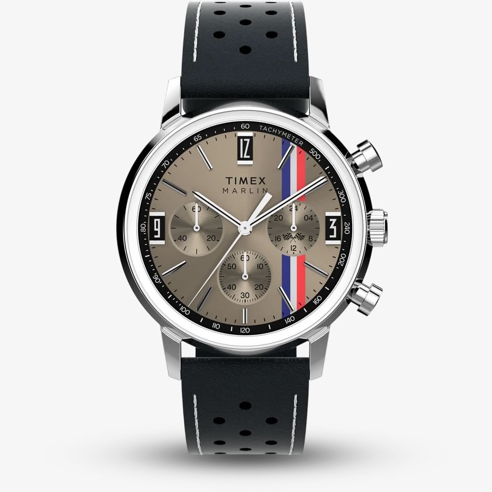 House of Watches - Timex Mens Marlin Chronograph Black Leather Strap Watch TW2W98900