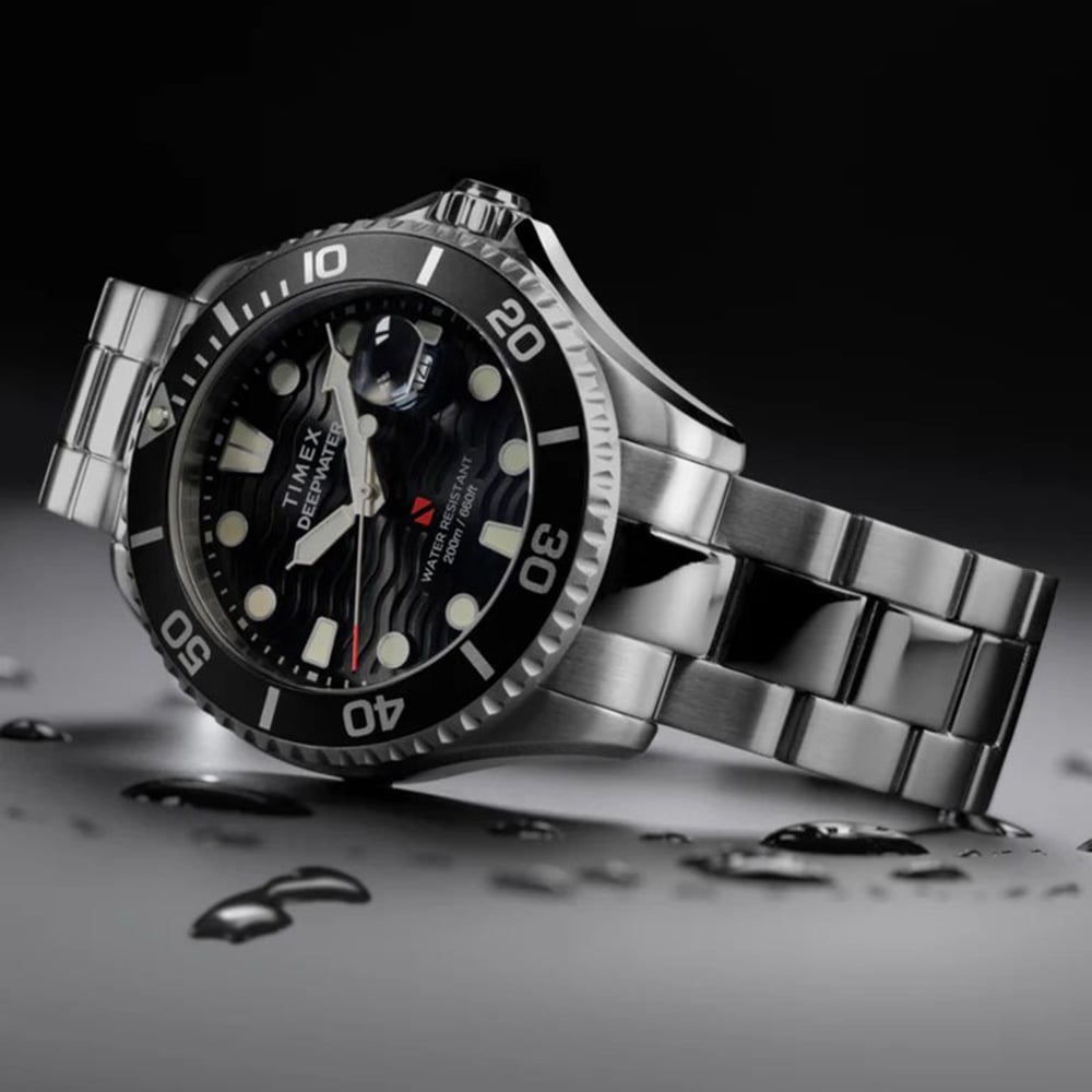 Timex Mens Deepwater Meridian 200 Black Dial Bracelet Watch TW2W82000