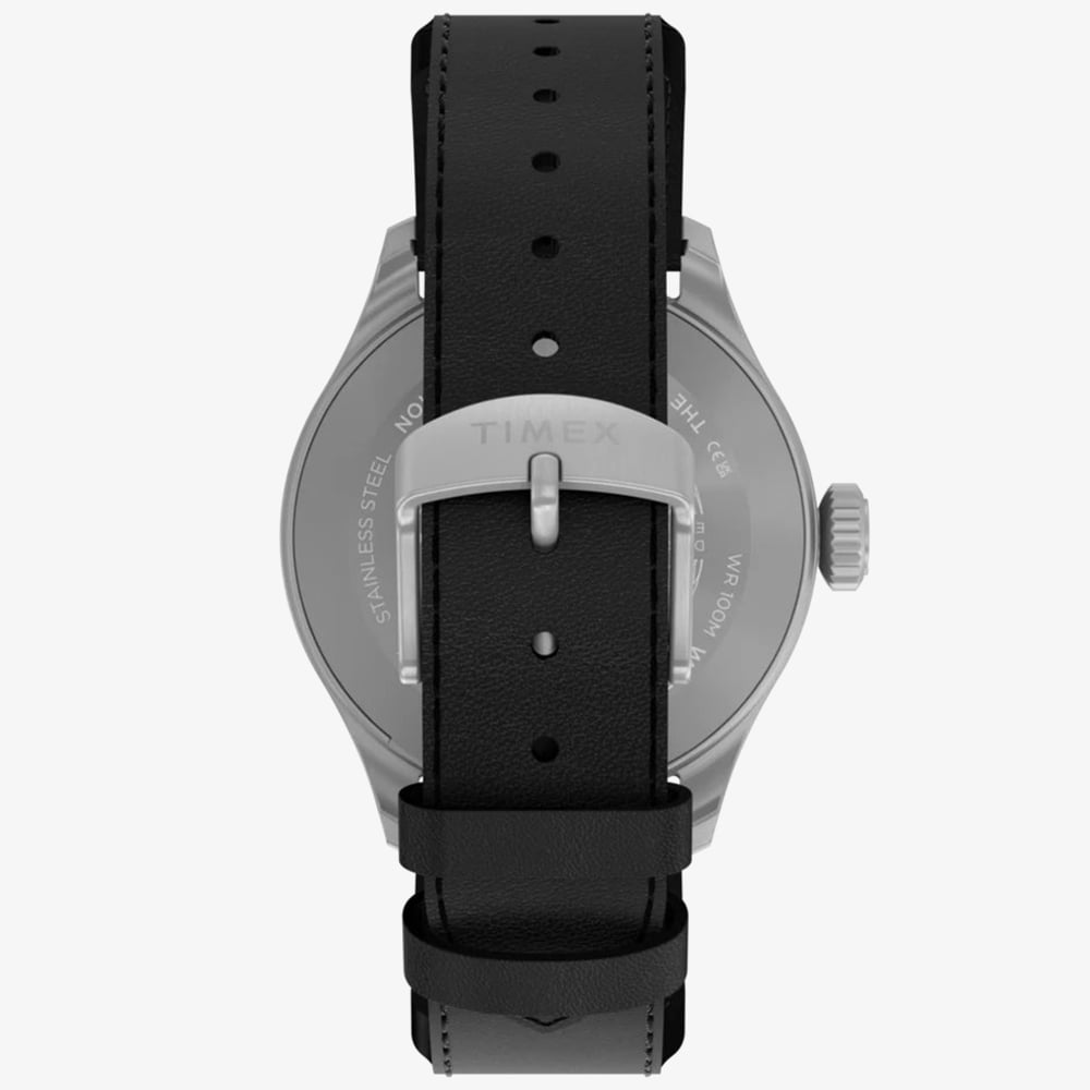 Timex Mens Waterbury Ace Black Leather Strap Watch TW2Y70400